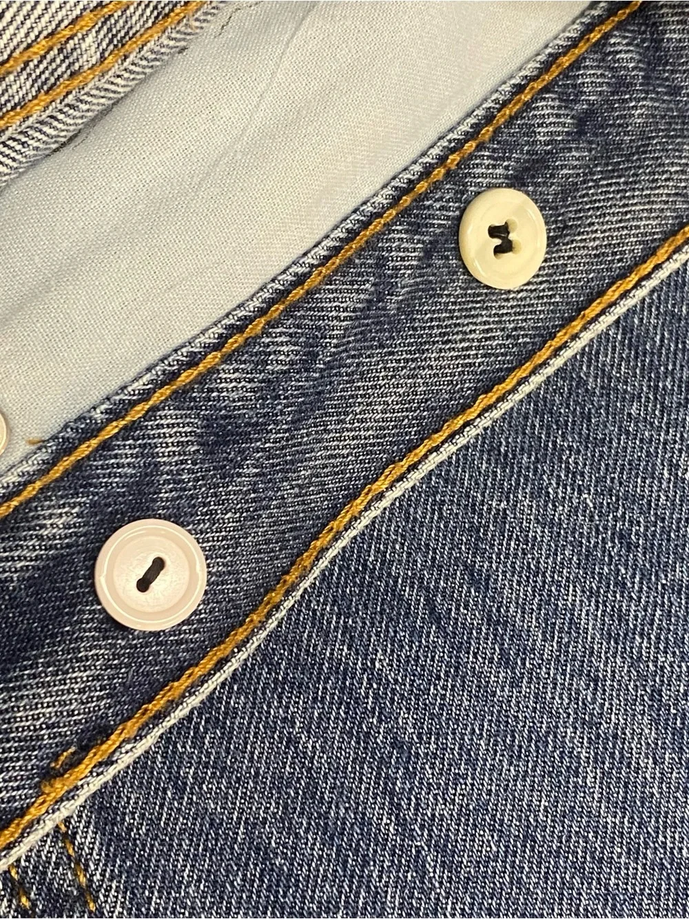 Classic Men's LEVIS 505 Blue Straight-Leg Jeans suspender button farmer hunting